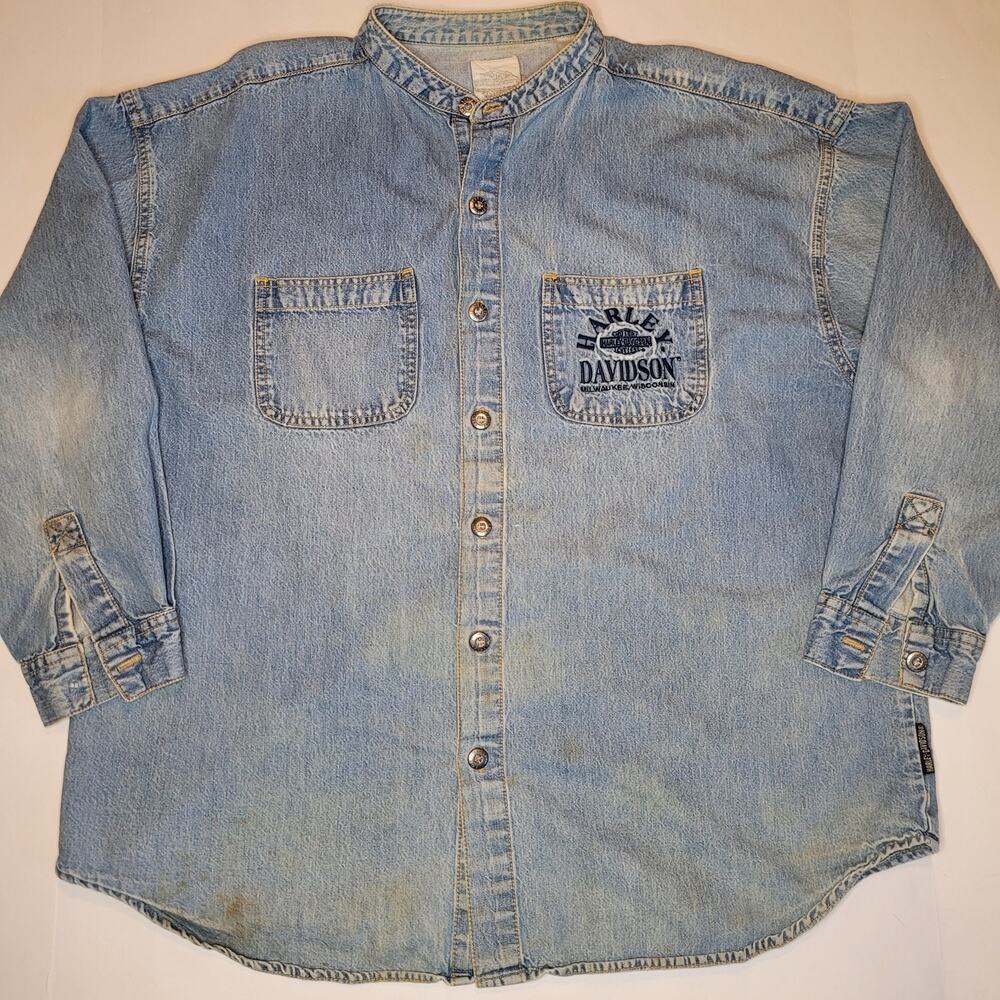Vintage Harley Davidson Women's Cowgirl Shirt Large Double Pocket Embroidered